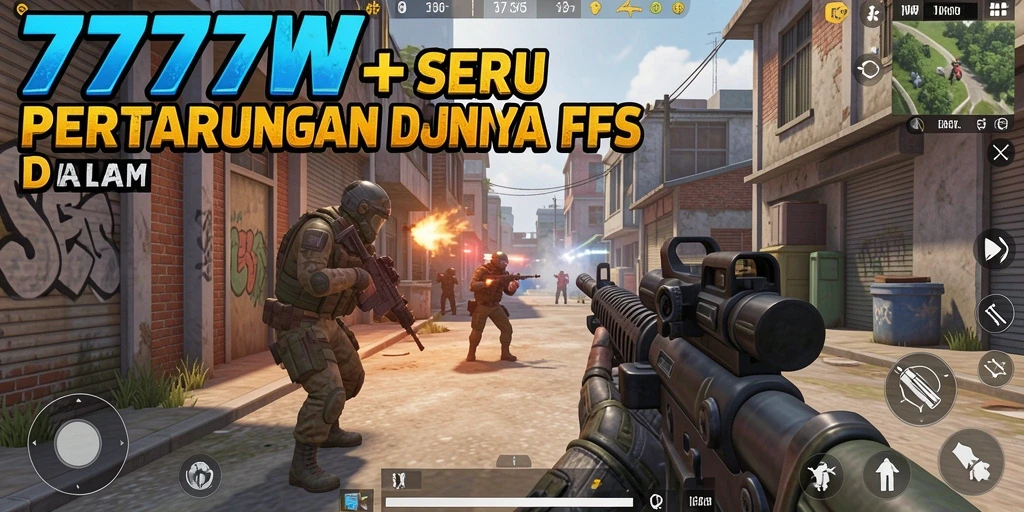Screenshot gameplay FPS yang intens dari 7777W.