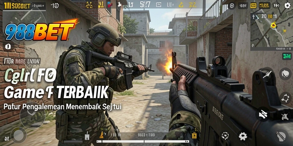 Screenshot menunjukkan aksi intens dari gameplay FPS 988BET.
