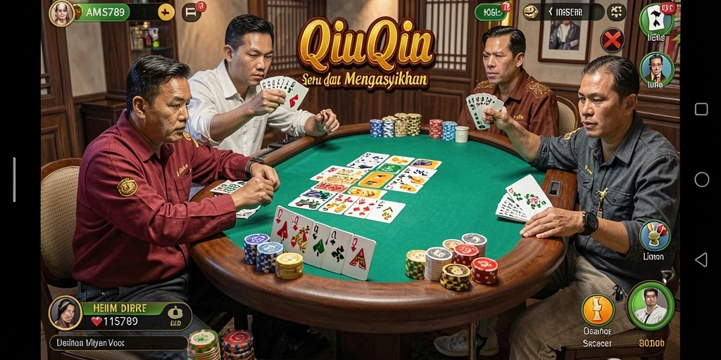 Screenshot gameplay AMS789 yang menunjukkan momen seru permainan QiuQiu.
