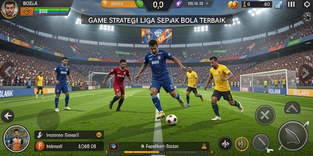 Screenshot utama BOLA88 menampilkan aksi seru dalam manajemen sepak bola.
