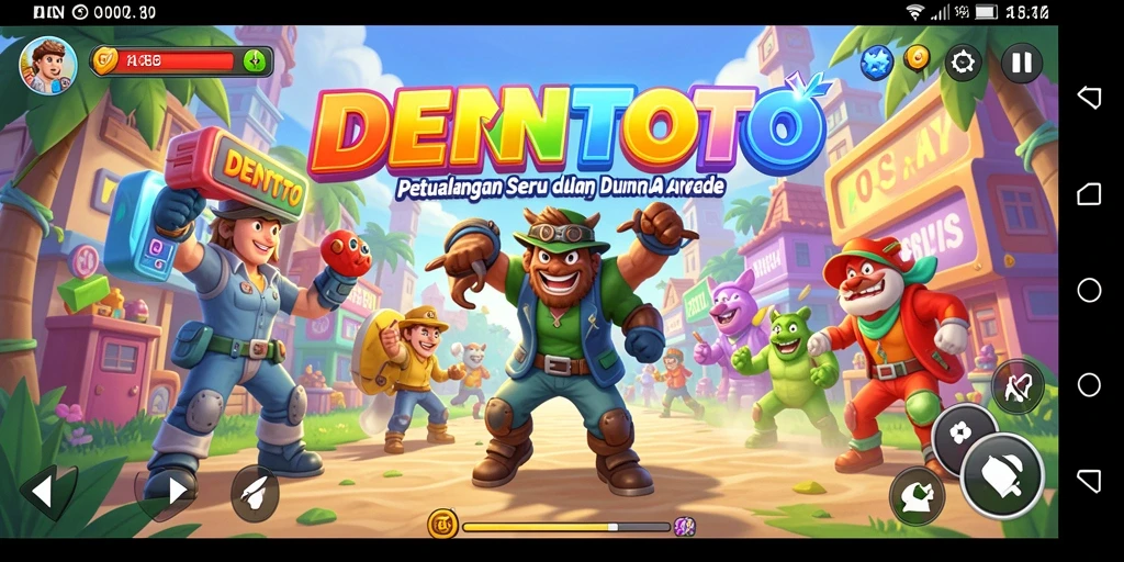 Screenshot gameplay DENTOTO menampilkan petualangan arcade yang seru.