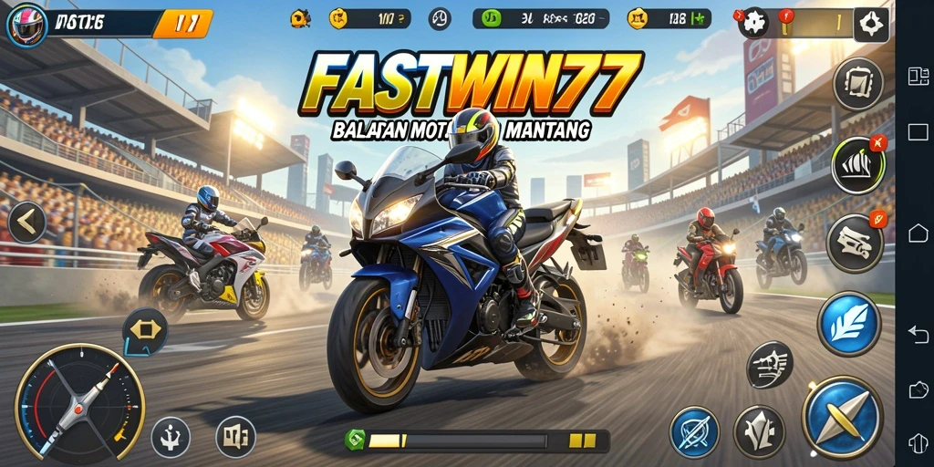Screenshot utama FASTWIN77 menunjukkan balapan motor yang cepat dan seru.
