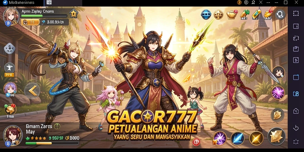 Screenshot GACOR777 menampilkan karakter anime yang beraksi di medan pertempuran.