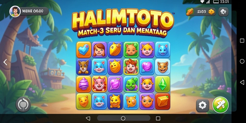 Gameplay HALIMTOTO yang penuh warna dan menantang di layar.