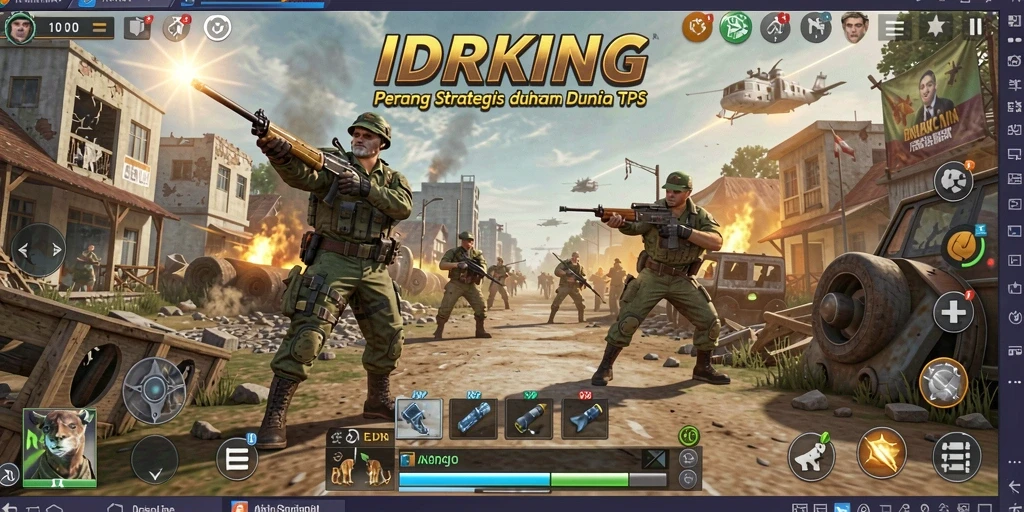 Screenshot gameplay <strong>IDRKING</strong> menampilkan aksi tembak menembak yang mendebarkan.