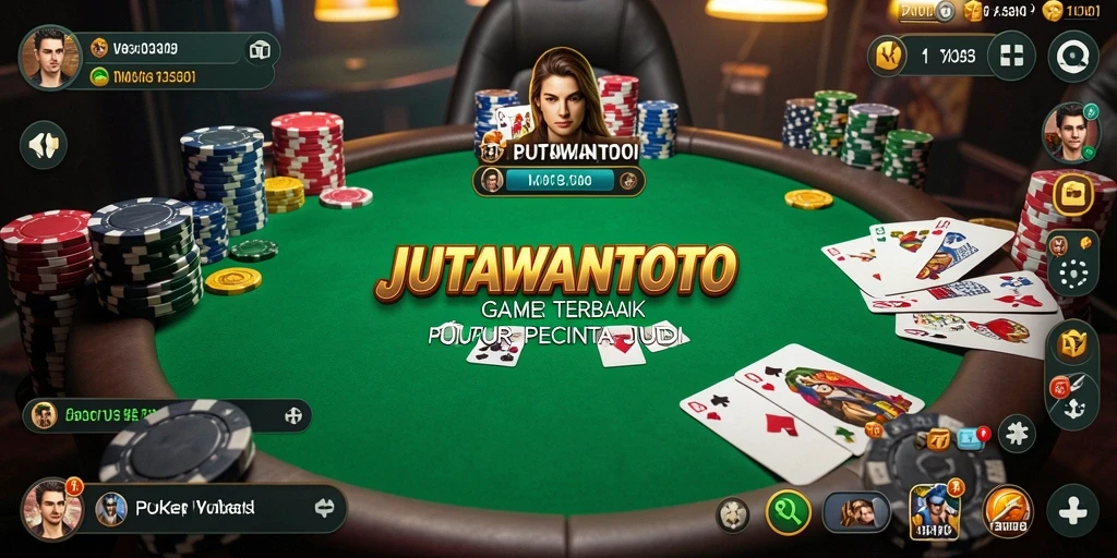 Tampilan gameplay seru JUTAWANTOTO dengan fitur poker interaktif.