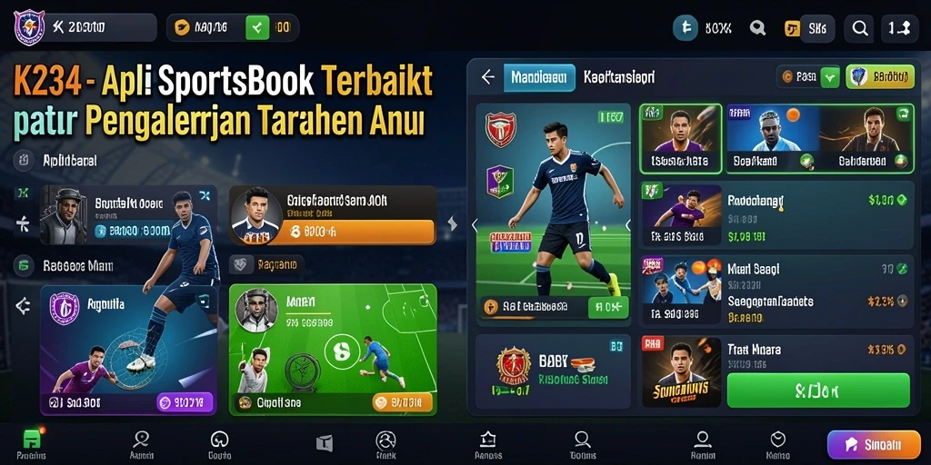 Screenshot utama K234 menunjukkan tampilan taruhan olahraga yang dinamis.