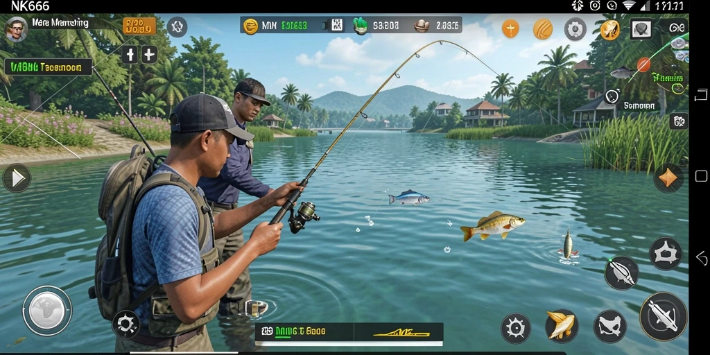 Gameplay NK666 dengan aksi memancing yang seru dan menegangkan.