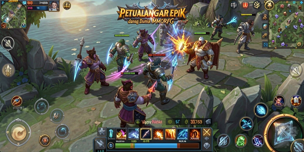 Screenshot gameplay <strong>PP7</strong> menunjukkan pertempuran epik dan eksplorasi dunia yang luas.