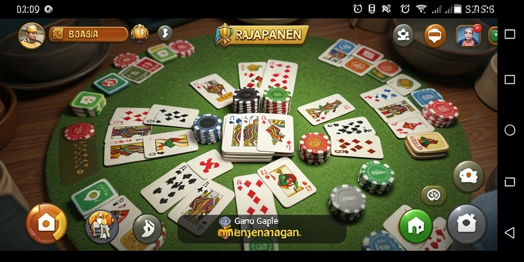 Tampilan screenshot RAJAPANEN yang menunjukkan gameplay Gaple yang seru.
