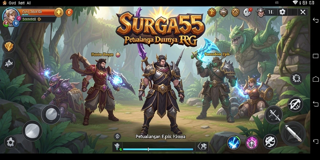 Tangkapan layar dari gameplay SURGA55 yang menampilkan pertarungan epik.
