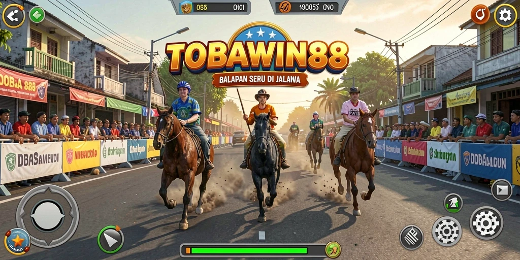 Gameplay balapan TOBAWIN88 yang mendebarkan dan menantang.