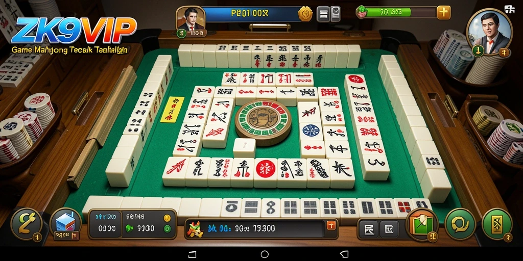 Tampilan gameplay menarik dari ZK9VIP dengan ubin Mahjong berwarna.